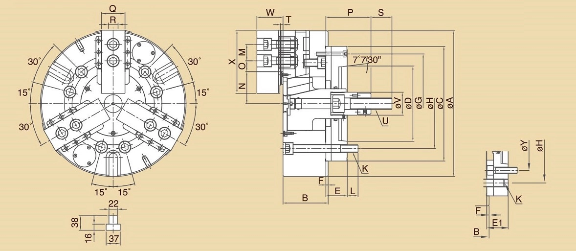 VL-DP 3-Jaw Solid Chuck With Anti-Chips Sealed & Water-Proof Flange Plate For Vertical Lathe