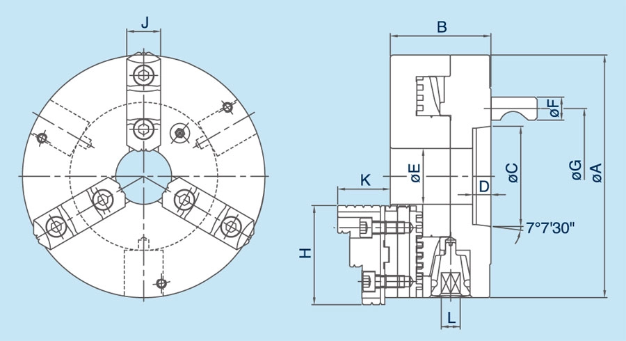 GB 3-Jaw D1powerful Type Scroll Chucks